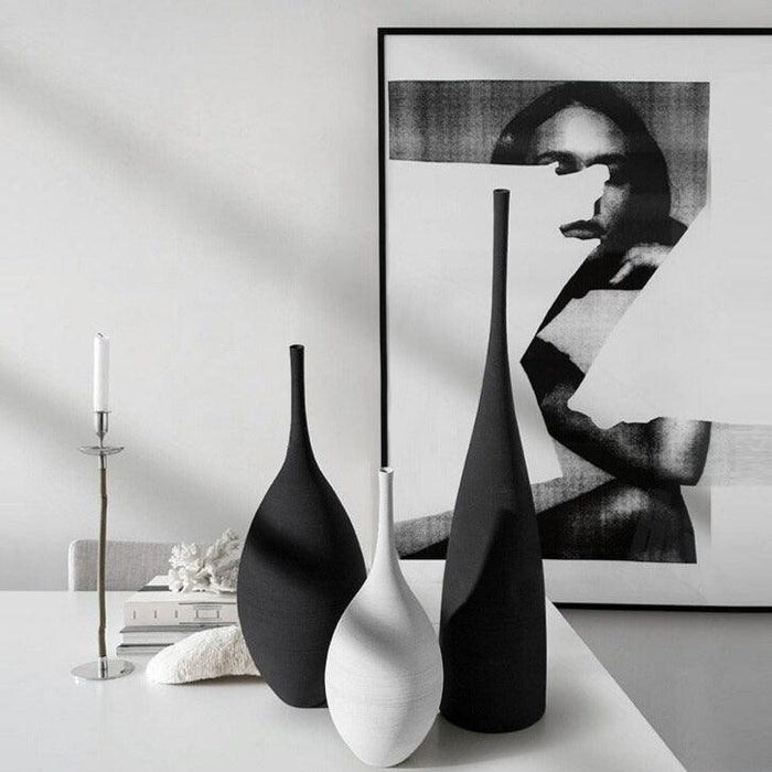 Scandinavian Black and White Zen Vase for Tranquil Home Setting