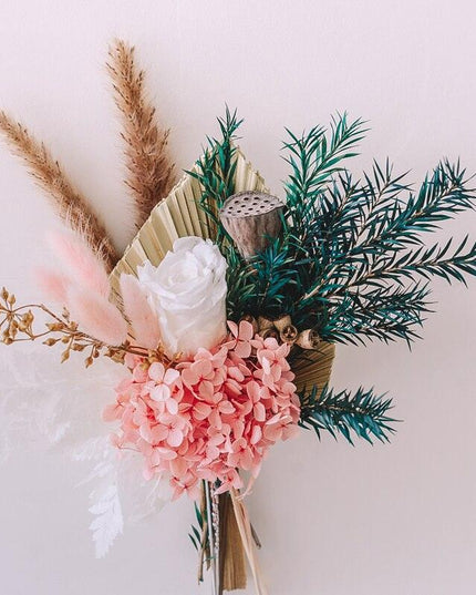 Eternal Hydrangea and Bunny Tail Dried Floral Arrangement