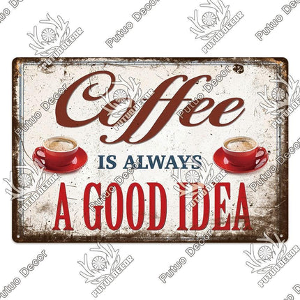 Retro Coffee Metal Sign - Chic Wall Decor for Kitchen, Cafe, or Bar
