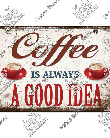 Retro Coffee Metal Sign - Chic Wall Decor for Kitchen, Cafe, or Bar