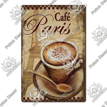 Retro Coffee Metal Sign - Chic Wall Decor for Kitchen, Cafe, or Bar