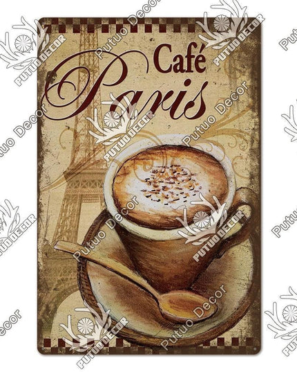 Retro Coffee Metal Sign - Chic Wall Decor for Kitchen, Cafe, or Bar