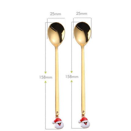 Santa's Joyful Holiday Silverware Duo - Cheerful Spoon and Fork Set for Festive Feasts
