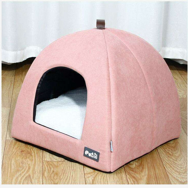 Cozy Velvet Winter Hideaway for Small Pets