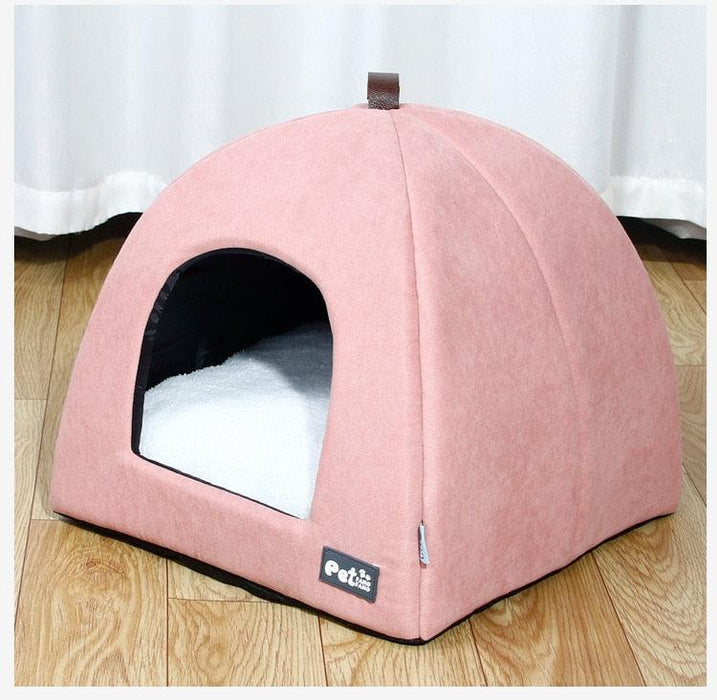 Cozy Velvet Mini Tent Pet Bed - Luxurious Sleeping Shelter for Small Animals