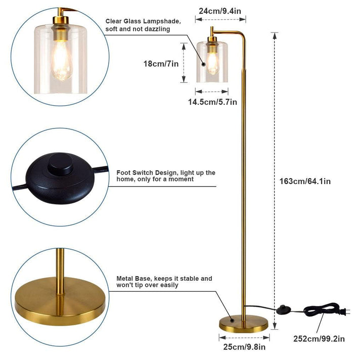 Illuminate Your Living Space with Elegant Metal LED Floor Lamp - Gold/Black