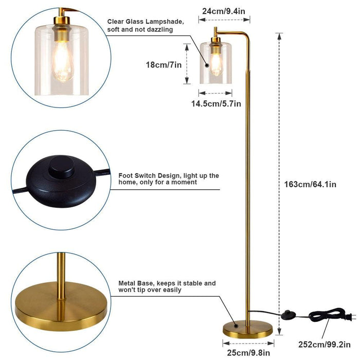 Elegant Nordic Gold and Black LED Floor Lamp - Modern Lighting for Your Home
