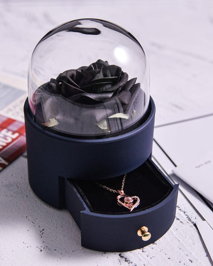 Timeless Elegance: Preserved Rose Jewelry Box Gift Set with Complimentary Necklace
