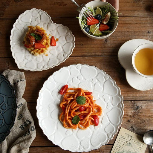 Courtly Blossom Ceramic Dinner Plate Set for Sophisticated Dining Experience