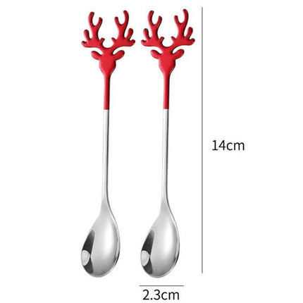 Santa's Joyful Holiday Silverware Duo - Cheerful Spoon and Fork Set for Festive Feasts