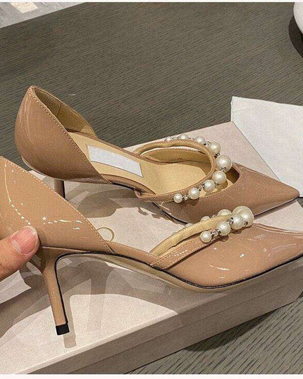 Elegant Pearl-Accented Stiletto Bridal Heels: Timeless Wedding Pumps