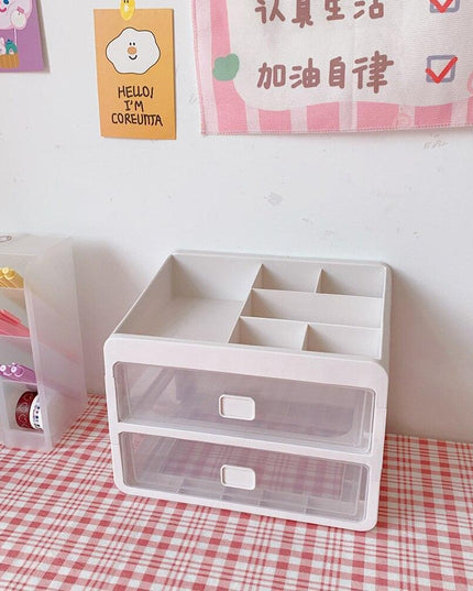 Versatile Stackable Desk Organizer with Drawer and Makeup Brush Holder for a Tidy Workspace