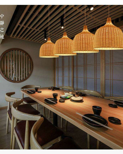 Sustainable Bamboo Chandelier Pendant Light - Stylish Illumination for Dining Areas