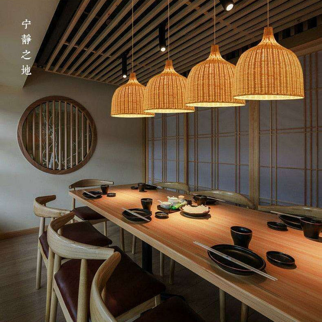Sustainable Bamboo Chandelier Pendant Light - Stylish Illumination for Dining Areas