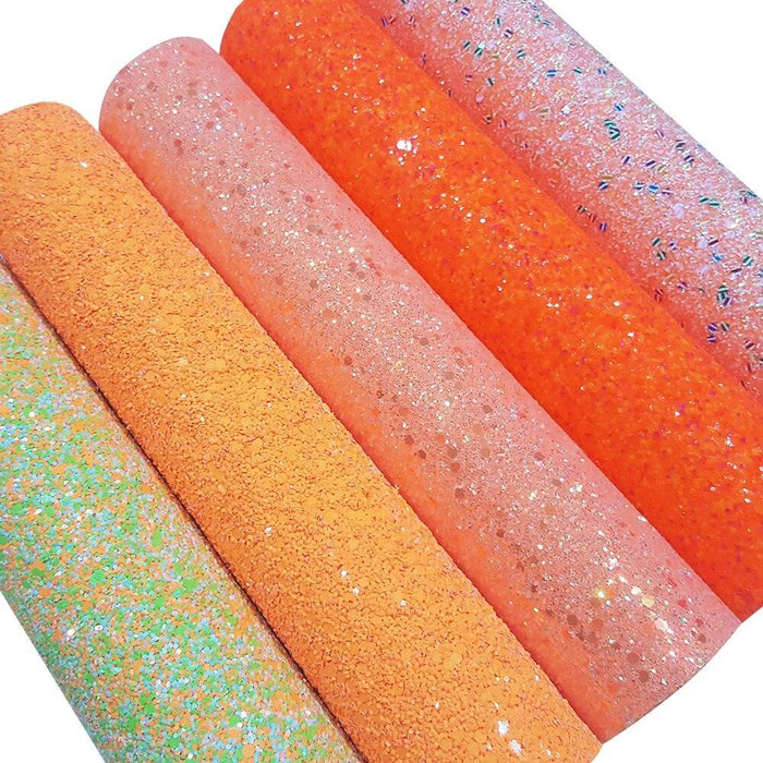 Glittering Orange Faux Leather Roll - Perfect Material for Chic DIY Creations