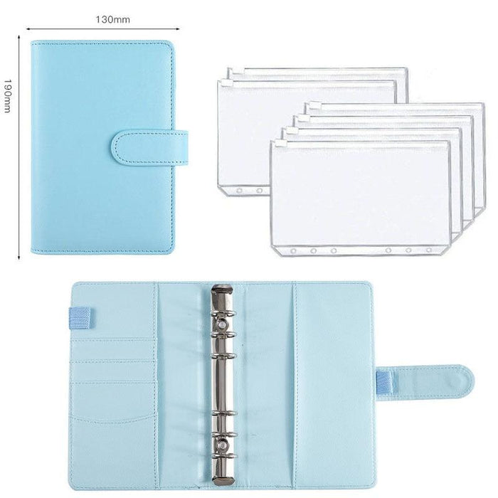 Stylish A6 Vegan Leather Planner with Interchangeable Sheets and Zippered Pockets for Effortless Organization