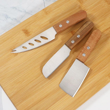 Sophisticated Acacia Wood Cheese Knife Set - Deluxe 3-Piece Collection
