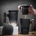 Zen Ceramic Mug Set with Wooden Handle and Infuser Lid for Tea & Coffee - Portable Pottery Cup
