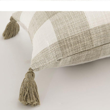 Chic Cream White Reversible Tassel Pillow Cover with Stylish Patterns