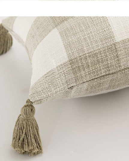Chic Cream White Reversible Tassel Pillow Cover with Stylish Patterns