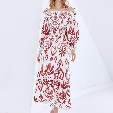 Retro-Inspired Off-Shoulder Dress with Modern Elegance and Chic Prints