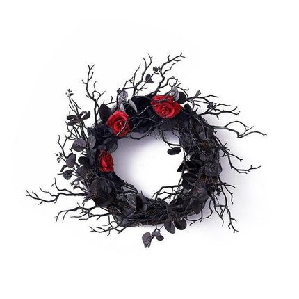 Ethereal Rose & Twisted Branch Wreath - Elegant Halloween Decor & Thoughtful Gift