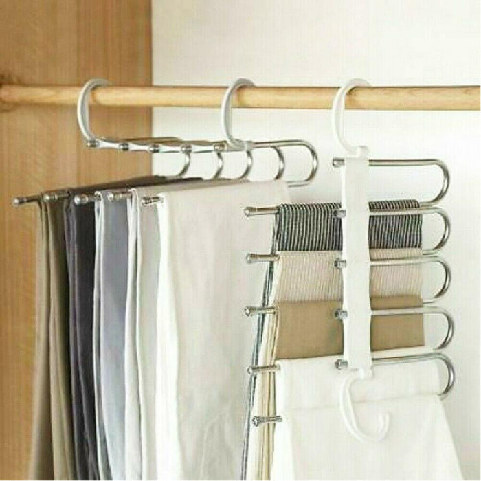 Revolutionary Stainless Steel Pant Hanger with 5-in-1 Design for Streamlined Closet Organization