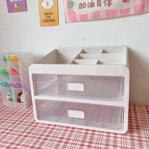 Stackable Korean Style Desk Organizer with Drawer and Brush Holder