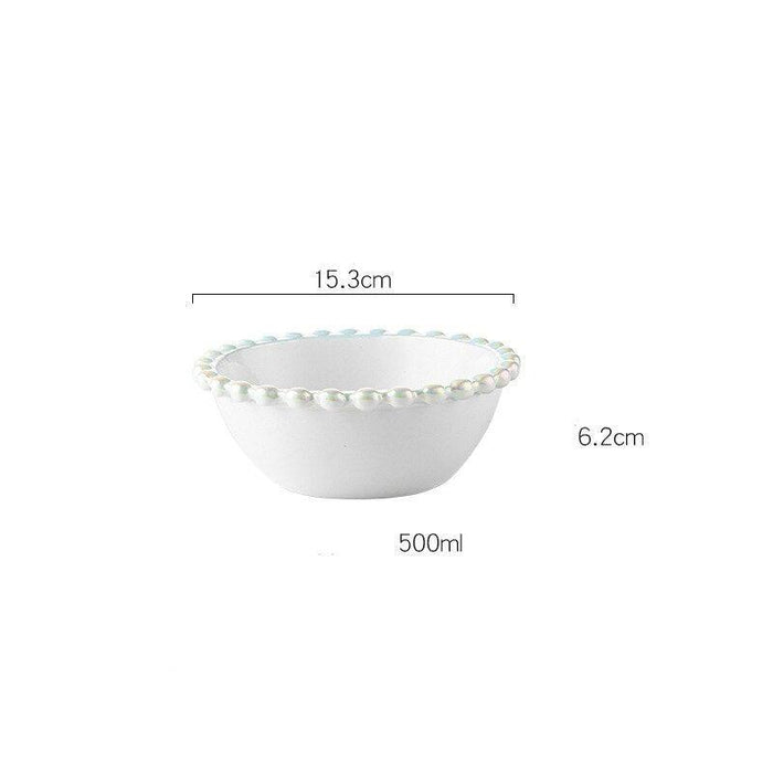Elegant Ceramic Bowl with Pearl Shell Edge for Serving Salad, Rice, Soup, and More!