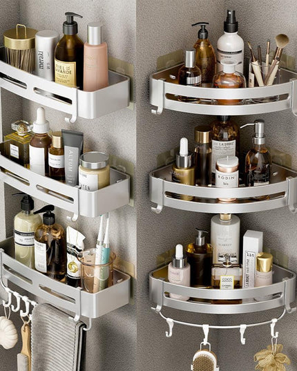 Aluminum Corner Shelf Rack with Versatile Dual Installation Options