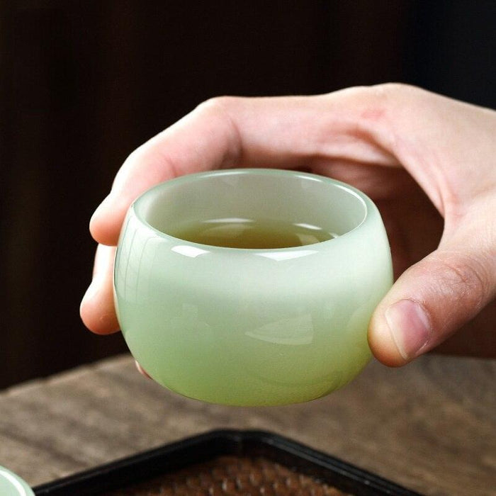 Exquisite Cyan Jade Porcelain Tea Cup - Luxury Gift for Tea Lovers