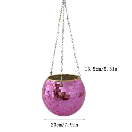 Disco-Inspired Hanging Planter for Chic Greenery Accent