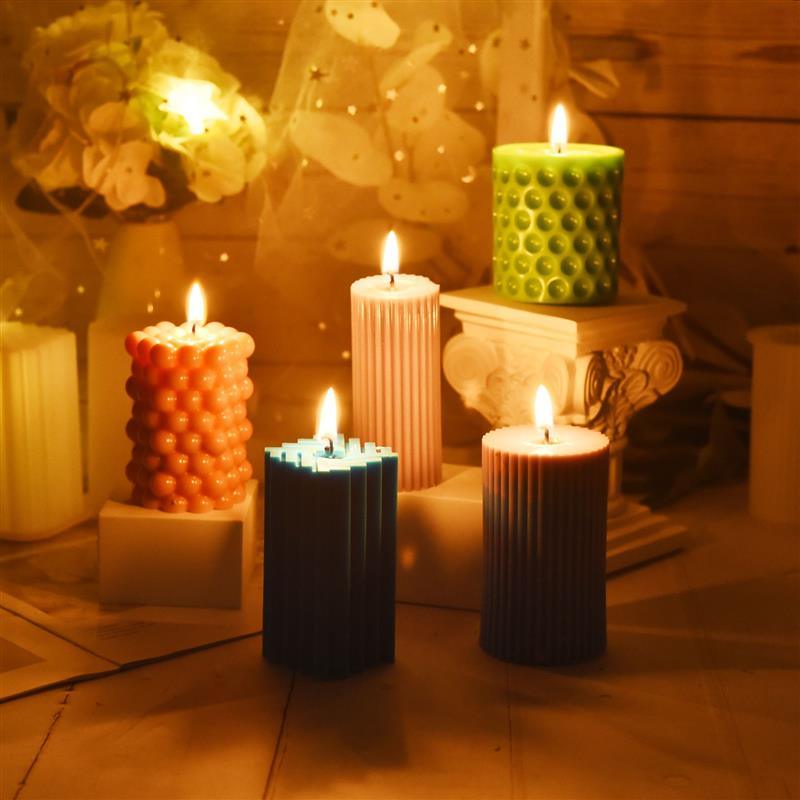 Striped Silicone Cylinder Candle Making Mold with Roman Influence