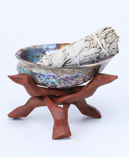 Exquisite Abalone Shell Smudging Kit with Elegant Tripod Stand - 11-13CM
