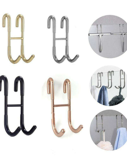 Chic Stainless Steel Shower Glass Door Hooks with Soft Silicone Grips - Pack of 2
