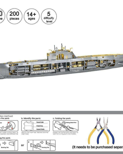 Ocean Explorer Metal Submarine DIY Assembly Kit for Teens