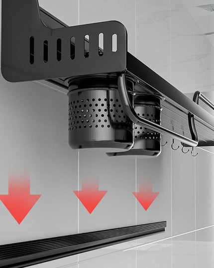 Wall-Mounted Aluminum Kitchen Organizer Rack with Chopstick Holder - Maximize Space Efficiency