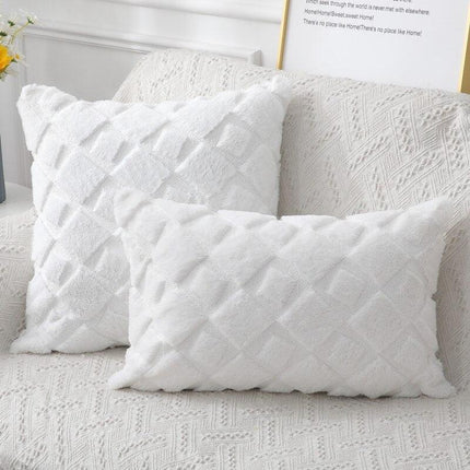 Chic Nordic White Cotton Pompom Pillow Cover - Luxurious Home Decor Accent