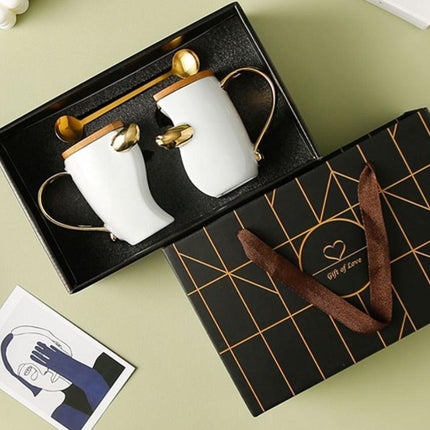 Romantic Connection Ceramic Mug Duo with Charming Accessories