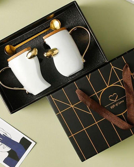 Romantic Connection Ceramic Mug Duo with Charming Accessories