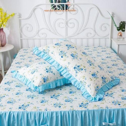 Elegant Ruffle Garden Cotton Pillowcase Duo - Premium Bedding Collection