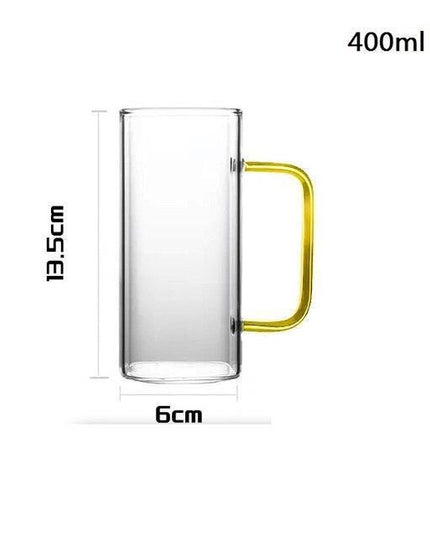 Sophisticated Square Glass Mug Set - 400ml Capacity, Heat-Resistant & Microwave-Safe