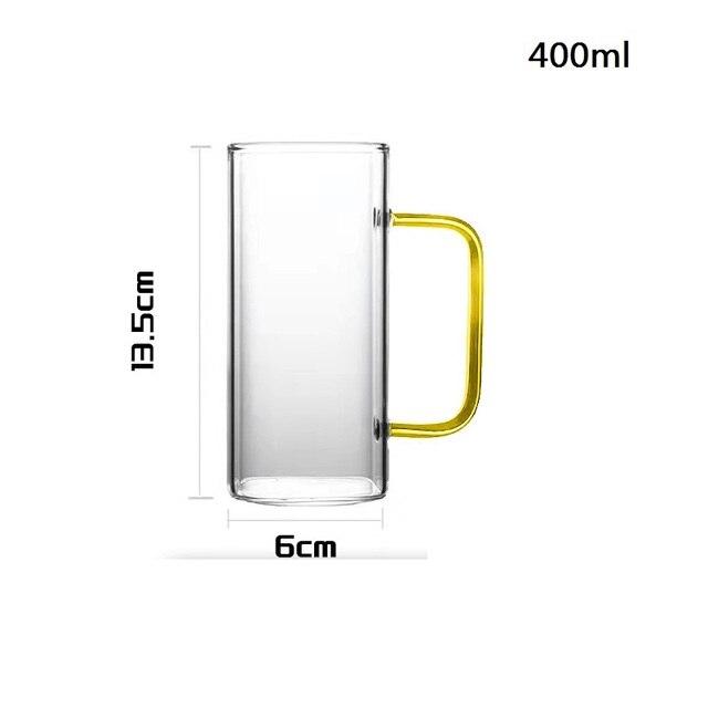 Clear Square Glass Mug - 400ml Capacity, Heat-Resistant, Microwave-Safe