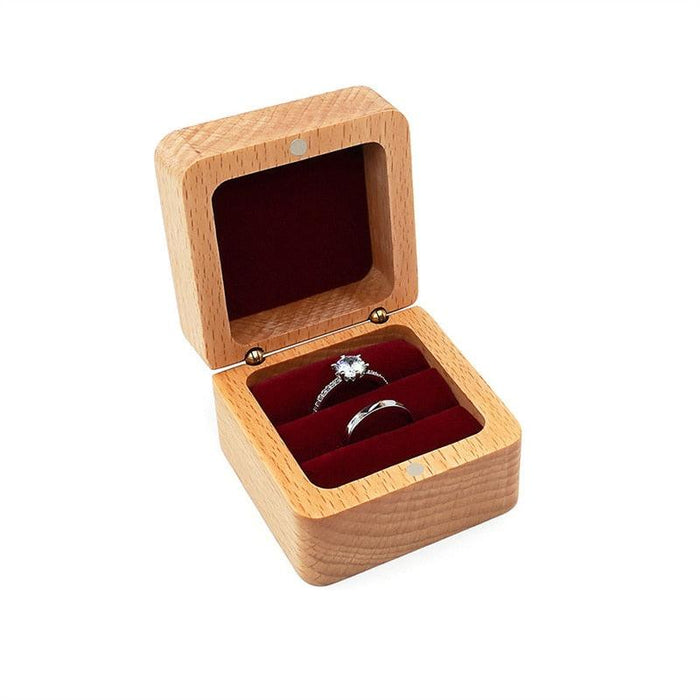 Retro Wooden Jewelry Storage Box with Secure Ring Carrier - Ideal for Travel and Special Occasions