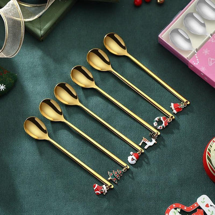 Santa's Joyful Holiday Silverware Duo - Cheerful Spoon and Fork Set for Festive Feasts