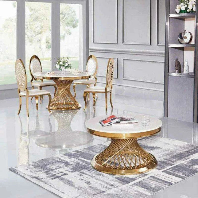 Elegant Gold Marble Coffee Table - Luxurious Home Accent