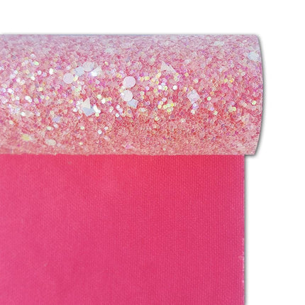 Glamorous Rose Pink Glitter Faux Leather Fabric Roll for Creative Projects