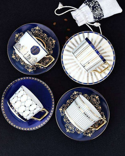 Luxurious Gold-Handled Ceramic Tea & Coffee Cup Collection