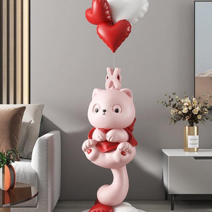 Charming Handmade Long-Tailed Cat Figurine for Elegant Home Accent