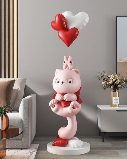 Charming Handmade Long-Tailed Cat Figurine for Elegant Home Accent